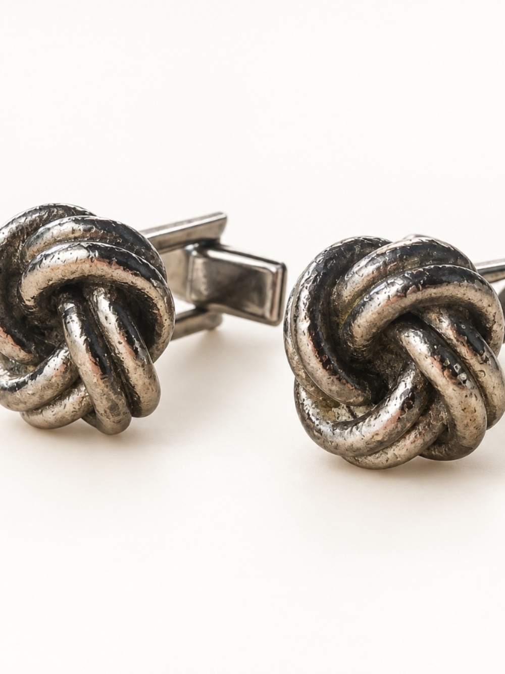 Silver Tone Love Knot Cufflinks with Toggle Backs